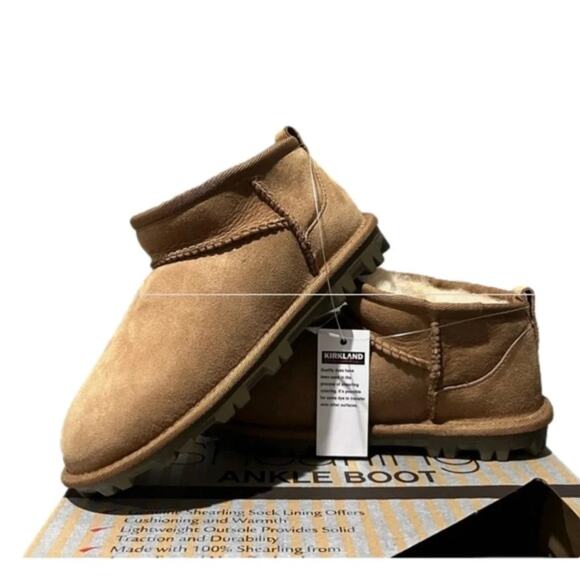 Kirkland Signature Girl’s Boots Shearling Easy Slip on Ankle Brown Size 1 NIB - Picture 2 of 9